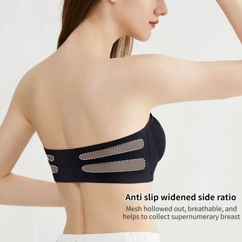 Ženski seksi grudnjak bez naramenica protiv klizanja Čvrsti nevidljivi push up grudnjaci Bežično bešavno donje rublje bez naramenica Bralette donje rublje