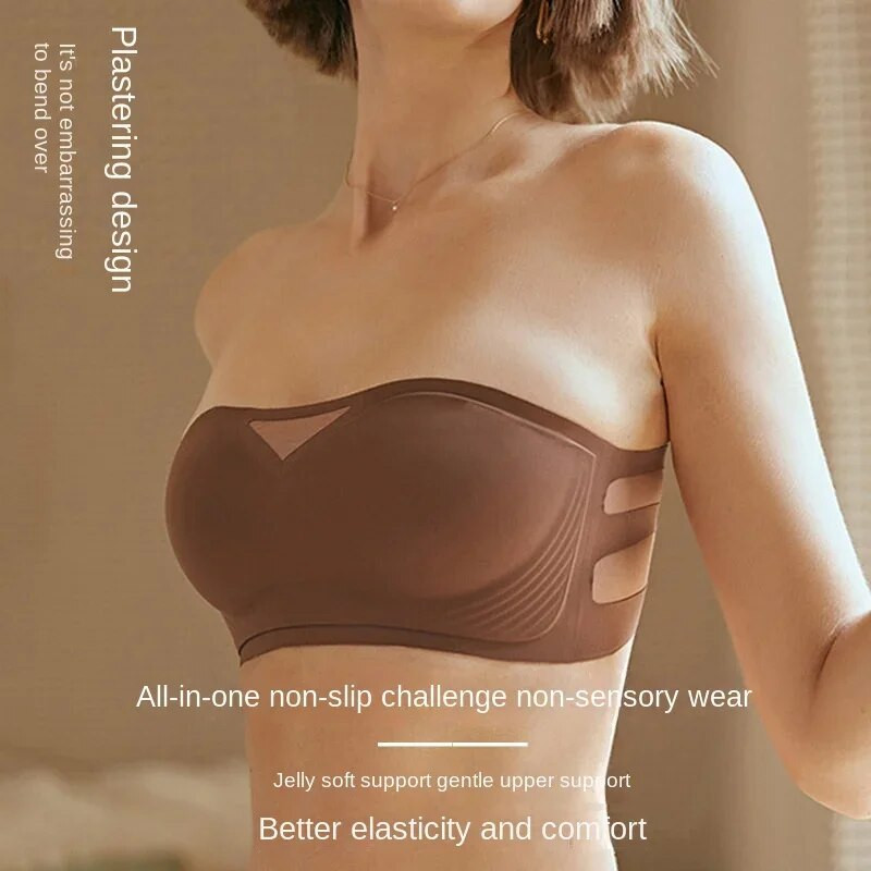 Ženski seksi grudnjak bez naramenica protiv klizanja Čvrsti nevidljivi push up grudnjaci Bežično bešavno donje rublje bez naramenica Bralette donje rublje