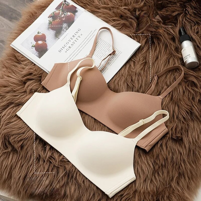 Moteriškos belaidės atramos liemenėlės Patogus vienspalvis apatinis trikotažas Madingas besiūlis apatinis apatinis trikotažas Mažos krūtinės liemenėlės Seksualus apatinis trikotažas