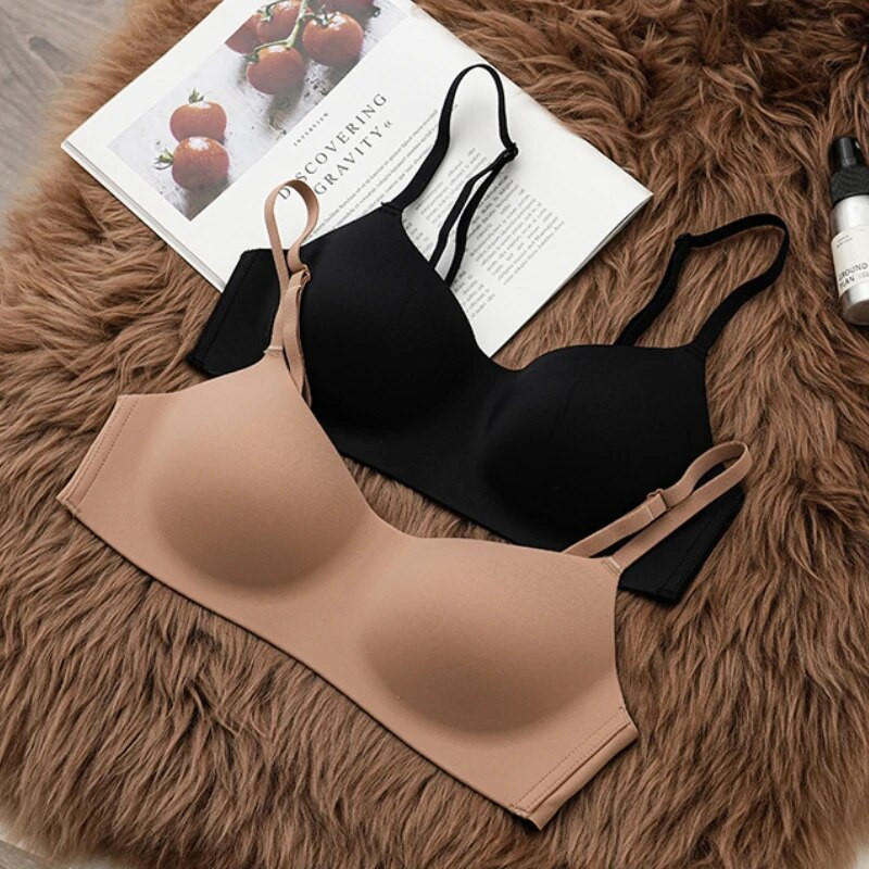 Moteriškos belaidės atramos liemenėlės Patogus vienspalvis apatinis trikotažas Madingas besiūlis apatinis apatinis trikotažas Mažos krūtinės liemenėlės Seksualus apatinis trikotažas