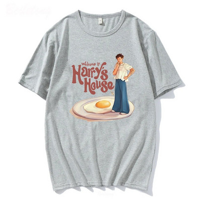 Tricou de vară cu decolteu în formă de O, tricou pentru băiat, casa de gândire, copertă pentru album muzical, 100% bumbac, imprimeu cu ouă, bărbați/femei.