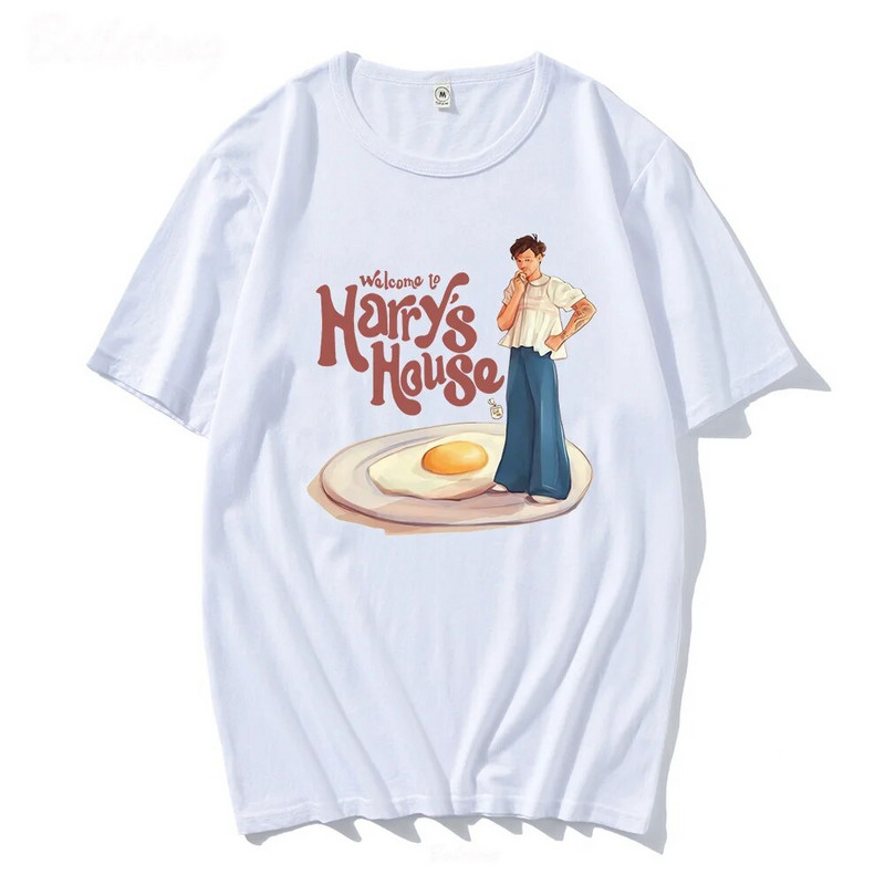 Tricou de vară cu decolteu în formă de O, tricou pentru băiat, casa de gândire, copertă pentru album muzical, 100% bumbac, imprimeu cu ouă, bărbați/femei.