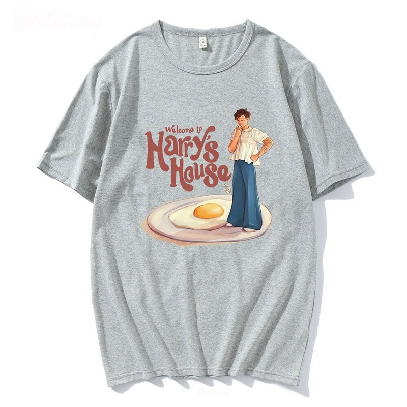 Tricou de vară cu decolteu în formă de O, tricou pentru băiat, casa de gândire, copertă pentru album muzical, 100% bumbac, imprimeu cu ouă, bărbați/femei.