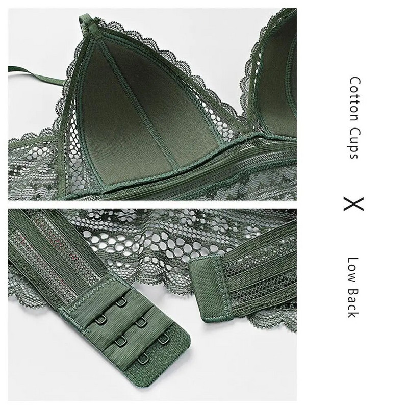 Nugaros nėrinių apyrankė be pamušalo, minkštas ir plonas apatinis trikotažas Seksualūs moteriški apatiniai
