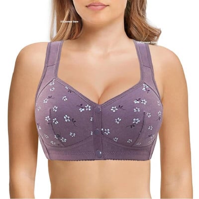 Sutien Bumbac Femei Sutiene fără sârmă Închidere în față Bralette Lenjerie intimă confortabilă pentru femei Bust mare 52BC 50BC 48BC Cupă