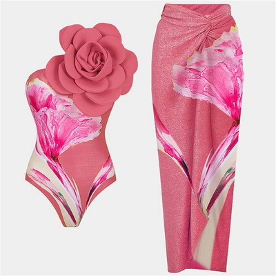 2024 New Flower Costum de baie dintr-o bucată de lux pentru femei Costume de baie Monokini Body Costum de baie Costum de baie Curea Plajă Wear Costume de vară