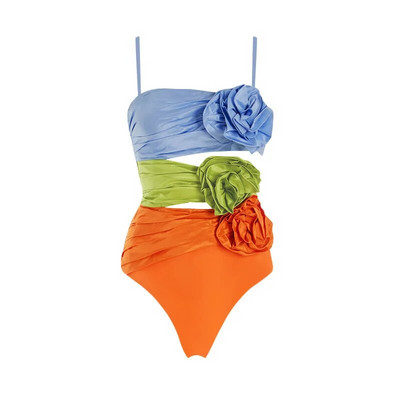 Trobojni bikini set s cvijetom, kupaći kostim visokog struka, seksi odijelo, odjeća za plažu, pokrivalo, 3 boje