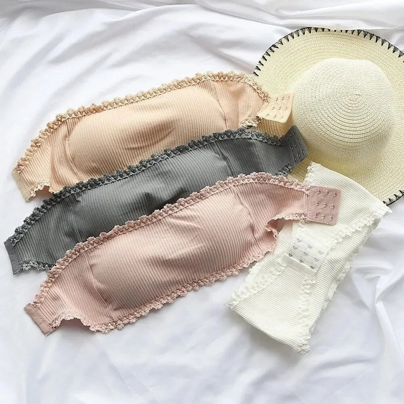 Žensko donje rublje bez naramenica Tube Top donje rublje Nevidljivi nevidljivi grudnjak u crnoj boji Seksi jednobojni grudnjaci Crop Top Ženski