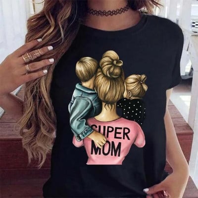 Maycaur Women Cartoon Mom Mother Girl Print Daami T-särgid Vabaaja top T-särk Naiste Naiste Graafiline Naiste T-särk suures suuruses T-särk