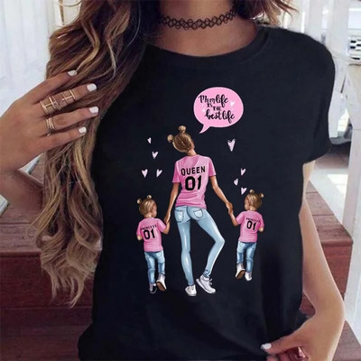 „Maycaur“ moterų animacinių filmų „Mama mama“ mergina „Print“ moteriški marškinėliai Laisvalaikiai viršutiniai marškinėliai Moteriški moteriški grafiniai marškinėliai didelio dydžio marškinėliai