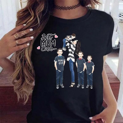 „Maycaur“ moterų animacinių filmų „Mama mama“ mergina „Print“ moteriški marškinėliai Laisvalaikiai viršutiniai marškinėliai Moteriški moteriški grafiniai marškinėliai didelio dydžio marškinėliai