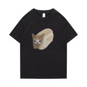 2023 New Summer Plus Size Femei Tricou Bumbac Bărbați meme Funny Tee Bread Cat Print TOP Fashion Leisure Haine Transport gratuit