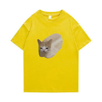 2023 New Summer Plus Size Women T Shirt Cotton Men meme Забавна забавна Tee Bread Cat Print ТОП Модни дрехи за свободното време Безплатна доставка