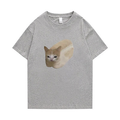 2023 New Summer Plus Size Femei Tricou Bumbac Bărbați meme Funny Tee Bread Cat Print TOP Fashion Leisure Haine Transport gratuit