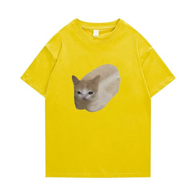 2023 New Summer Plus Size Femei Tricou Bumbac Bărbați meme Funny Tee Bread Cat Print TOP Fashion Leisure Haine Transport gratuit