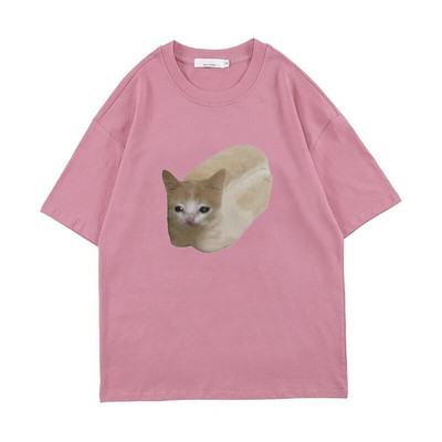 2023 New Summer Plus Size Femei Tricou Bumbac Bărbați meme Funny Tee Bread Cat Print TOP Fashion Leisure Haine Transport gratuit