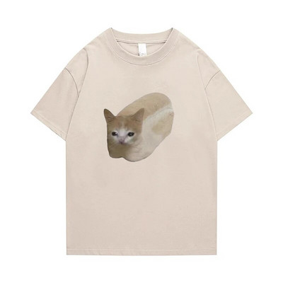 2023 New Summer Plus Size Femei Tricou Bumbac Bărbați meme Funny Tee Bread Cat Print TOP Fashion Leisure Haine Transport gratuit