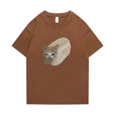 2023 New Summer Plus Size Femei Tricou Bumbac Bărbați meme Funny Tee Bread Cat Print TOP Fashion Leisure Haine Transport gratuit