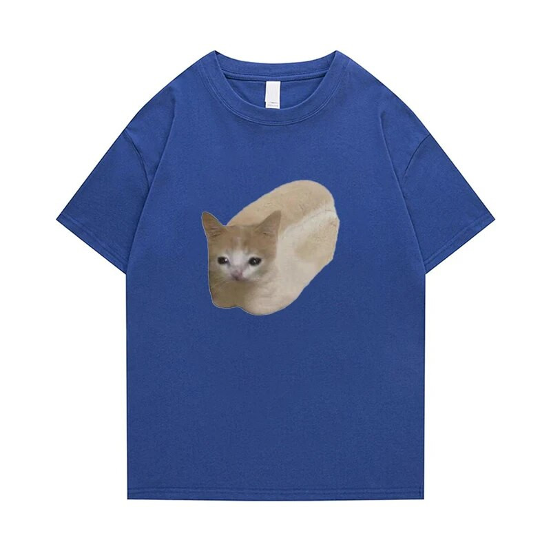 2023 New Summer Plus Size Femei Tricou Bumbac Bărbați meme Funny Tee Bread Cat Print TOP Fashion Leisure Haine Transport gratuit