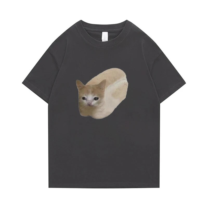 2023 New Summer Plus Size Femei Tricou Bumbac Bărbați meme Funny Tee Bread Cat Print TOP Fashion Leisure Haine Transport gratuit