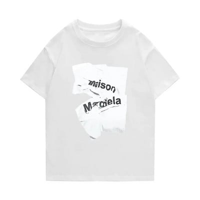 Μπλουζάκι με κοντομάνικο μπλουζάκι από βαμβακερό μπλουζάκι με στάμπα από βαμβακερό μπλουζάκι σε μεγάλου μεγέθους μόδα για ζευγάρια Margiela Niche