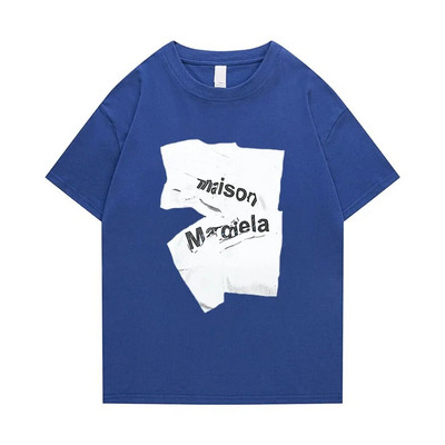 Μπλουζάκι με κοντομάνικο μπλουζάκι από βαμβακερό μπλουζάκι με στάμπα από βαμβακερό μπλουζάκι σε μεγάλου μεγέθους μόδα για ζευγάρια Margiela Niche