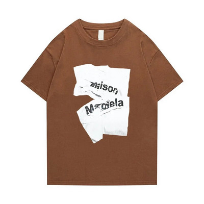 Μπλουζάκι με κοντομάνικο μπλουζάκι από βαμβακερό μπλουζάκι με στάμπα από βαμβακερό μπλουζάκι σε μεγάλου μεγέθους μόδα για ζευγάρια Margiela Niche