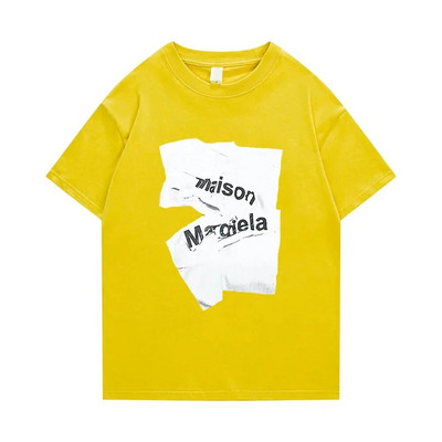 Μπλουζάκι με κοντομάνικο μπλουζάκι από βαμβακερό μπλουζάκι με στάμπα από βαμβακερό μπλουζάκι σε μεγάλου μεγέθους μόδα για ζευγάρια Margiela Niche