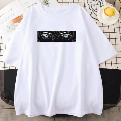 Jujustu Kaisen Gojo Satoru nyomtatott póló férfi őszi téli pamut rövid ujjú divat alkalmi nagy méretű női póló