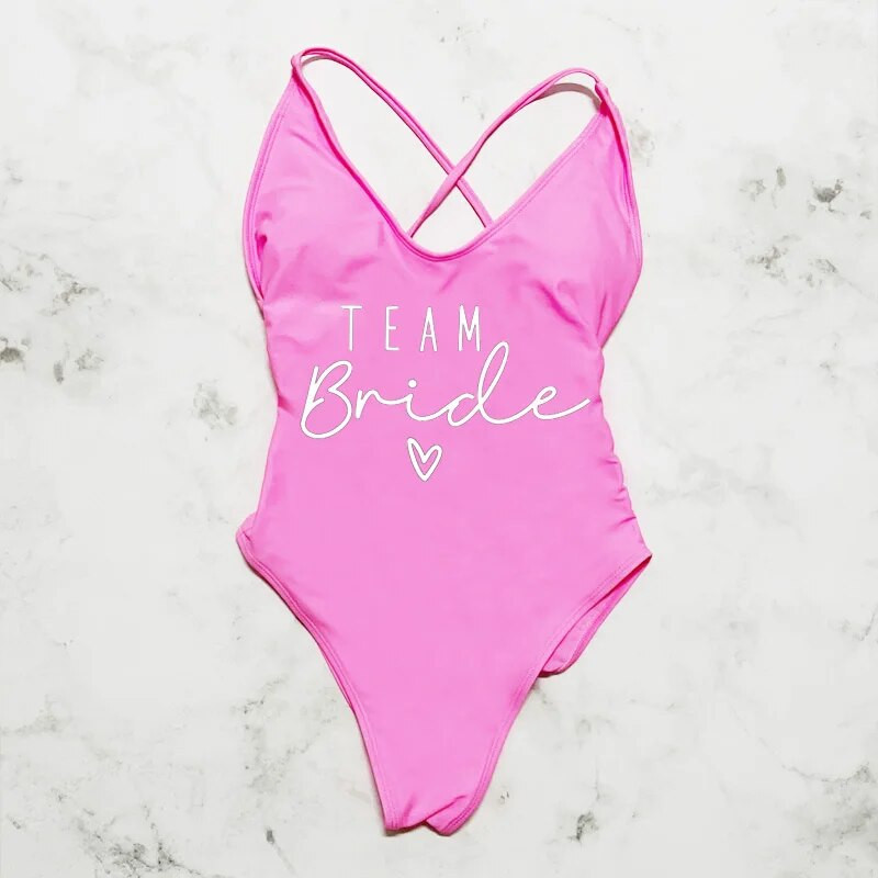 Szexi párnázott egyrészes fürdőruha női csapat menyasszonyi fürdőruha bikini nyári fürdőruha nagy méretű strandruha Lánybúcsú Lady