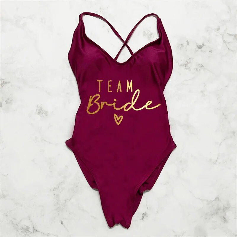 Szexi párnázott egyrészes fürdőruha női csapat menyasszonyi fürdőruha bikini nyári fürdőruha nagy méretű strandruha Lánybúcsú Lady