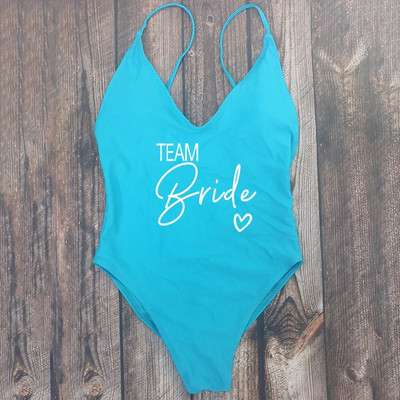 Szexi, párnázott, egyrészes rózsaarany nyomtatású TEAM menyasszonyi fürdőruha Női strandruha Legénybúcsú Nagy méretű fürdőruha fürdőruhák