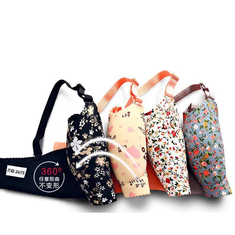 Секси сутиени за жени Розово бельо с принт Безшевни сутиени с 3/4 чашки Push Up Bralette Безжичен сутиен Дамско бельо Интимни дрехи