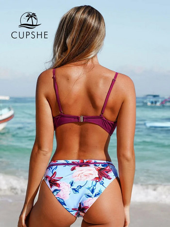 CUPSHE Комплекти бикини Push Up Floral Wrap Дамски секси прашки Бански костюми от две части 2023 г. Нови плажни бански костюми за момичета Бански костюми