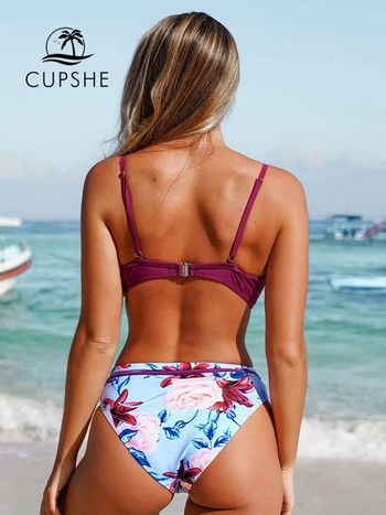 CUPSHE Push Up Floral Wrap Σετ μπικίνι Γυναικεία σέξι στρινγκ δύο κομμάτια μαγιό 2023 Νέα κορίτσια μαγιό παραλίας Μαγιό