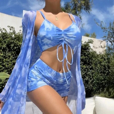 Costume de baie cu imprimeu de vară Seturi tankini Costume de baie pentru femei Push Up pentru ținute de plajă Costume de baie din trei piese Costum de baie pentru piscină
