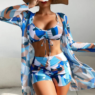 Costume de baie cu imprimeu de vară Seturi tankini Costume de baie pentru femei Push Up pentru ținute de plajă Costume de baie din trei piese Costum de baie pentru piscină