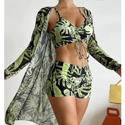 Costume de baie cu imprimeu de vară Seturi tankini Costume de baie pentru femei Push Up pentru ținute de plajă Costume de baie din trei piese Costum de baie pentru piscină