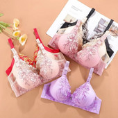 Sutiene moi fără cusături pentru femei Sutien subțire fără fir Push Up pentru sâni mici cu imprimeu vintage Lenjerie intima confortabilă Bralette Lenjerie sexy