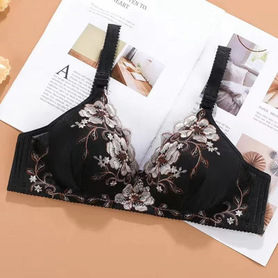 Sutiene moi fără cusături pentru femei Sutien subțire fără fir Push Up pentru sâni mici cu imprimeu vintage Lenjerie intima confortabilă Bralette Lenjerie sexy