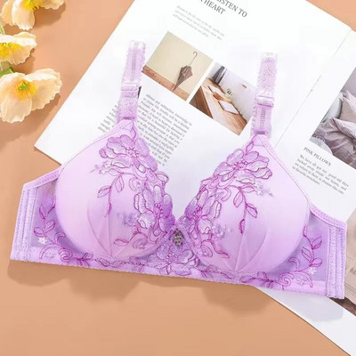 Sutiene moi fără cusături pentru femei Sutien subțire fără fir Push Up pentru sâni mici cu imprimeu vintage Lenjerie intima confortabilă Bralette Lenjerie sexy