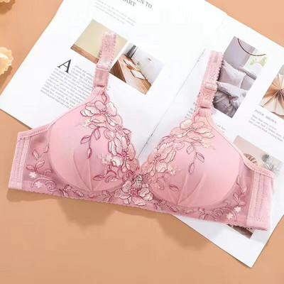 Sutiene moi fără cusături pentru femei Sutien subțire fără fir Push Up pentru sâni mici cu imprimeu vintage Lenjerie intima confortabilă Bralette Lenjerie sexy