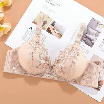 Sutiene moi fără cusături pentru femei Sutien subțire fără fir Push Up pentru sâni mici cu imprimeu vintage Lenjerie intima confortabilă Bralette Lenjerie sexy