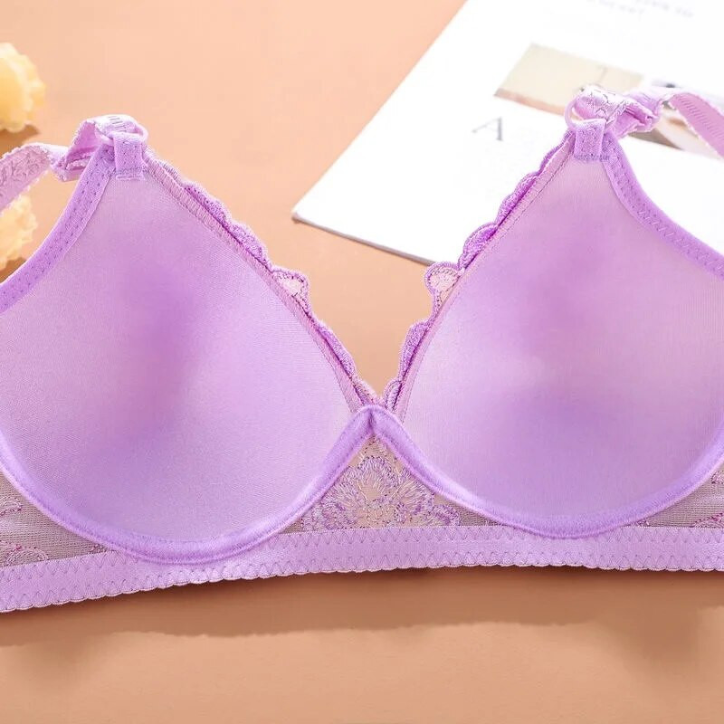 Sutiene moi fără cusături pentru femei Sutien subțire fără fir Push Up pentru sâni mici cu imprimeu vintage Lenjerie intima confortabilă Bralette Lenjerie sexy