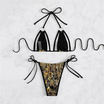 Sexy Snake Print String Halter Micro Thong Σετ μπικίνι Μαγιό Γυναικεία μαγιό 2023 Νέο Bikini Mujer Biquinis