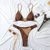 Seksi mikro trokutasti bikini set Mujer Ring Kupaći kostimi Mini kupaći kostimi s tangama Kupaći kostimi za kupanje Visoko izrezani kupaći kostimi za plivanje Biquini