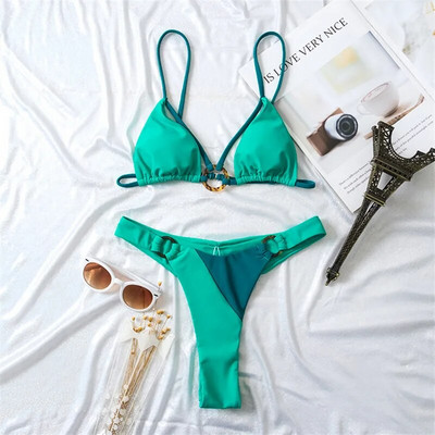 Seksi mikro trokutasti bikini set Mujer Ring Kupaći kostimi Mini kupaći kostimi s tangama Kupaći kostimi za kupanje Visoko izrezani kupaći kostimi za plivanje Biquini