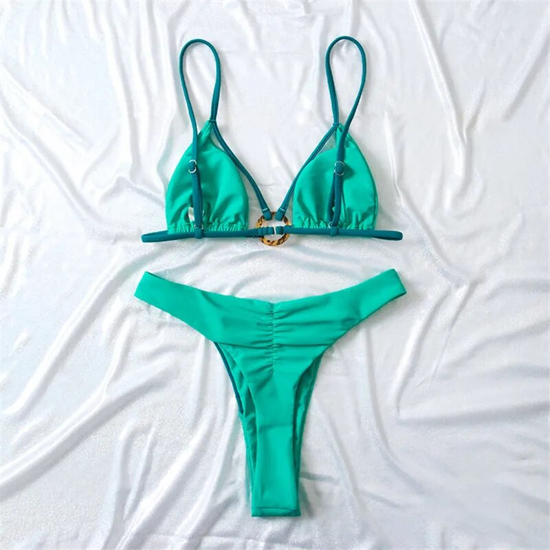Seksi mikro trokutasti bikini set Mujer Ring Kupaći kostimi Mini kupaći kostimi s tangama Kupaći kostimi za kupanje Visoko izrezani kupaći kostimi za plivanje Biquini