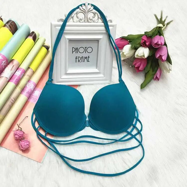 Új fazonú lány nyakba akasztós melltartó, gyönyörű hát, kis melltartó, acél gyűrűs melltartó, könnyű és légáteresztő fehérnemű melltartó