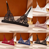 Nové dámske sexy priehľadné vyšívané vesty s krátkym rukávom, podprsenka bez kostic, spodná bielizeň, sexy spodná bielizeň s výstrihom do V, tenká podprsenka s kosticami